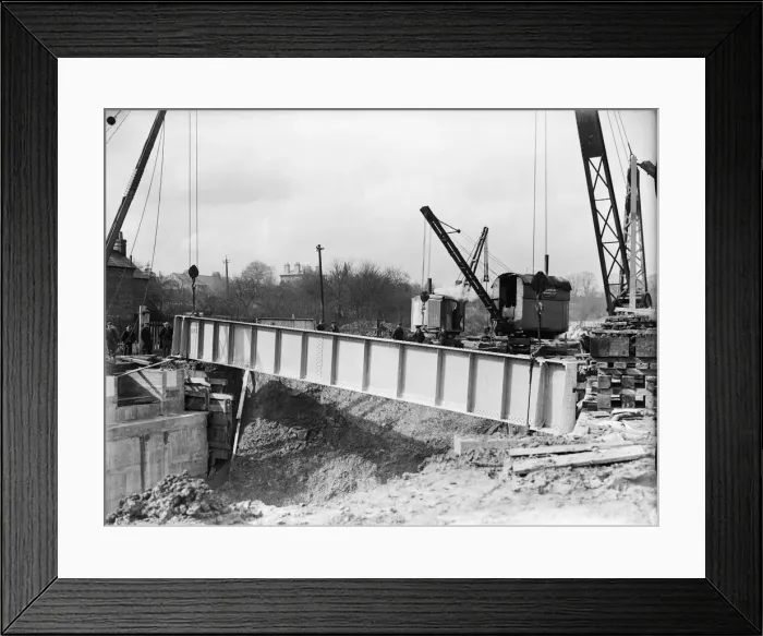 Framed Print : Girder for new bridge, York Road, Uxbridge 1936 Framed Print : Girder for new bridge, York Road, Uxbridge 1936