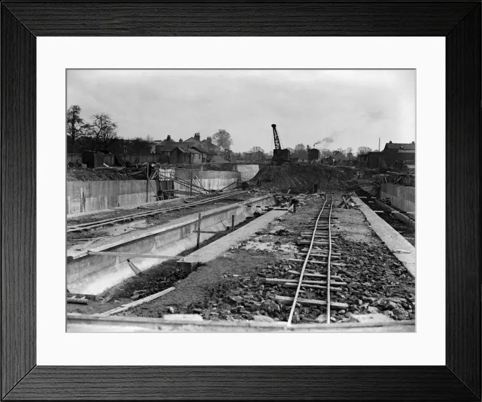 Framed Print : Platforms under construction at the underground station, Uxbridge 1936