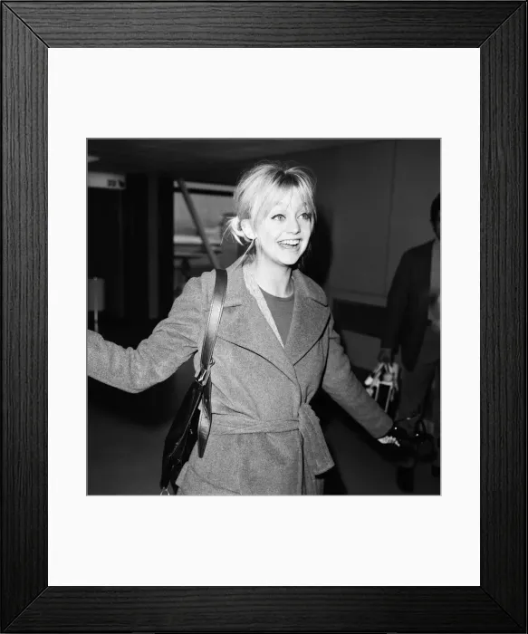 Framed Print : Goldie Hawn, American actress at London Heathrow Airport, 29th January 1970 Framed Print : Goldie Hawn, American actress at London Heathrow Airport, 29th January 1970