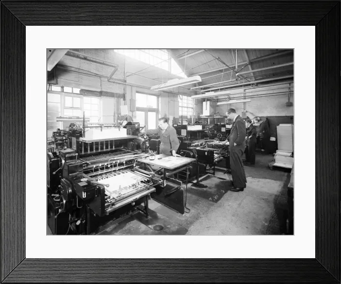Framed Print : The machine room at King and Hutchings, Circa 1955 Framed Print : The machine room at King and Hutchings, Circa 1955