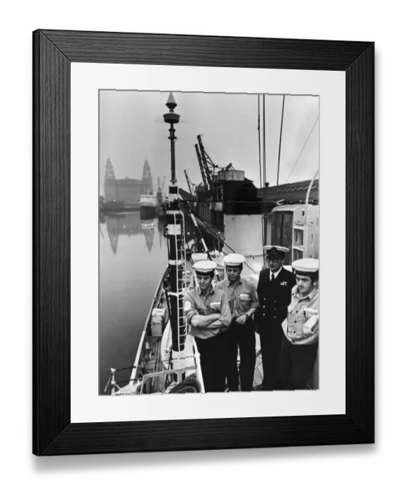 Framed Print : Sailors and Naval officer on board minesweeper HMS Mersey Framed Print : Sailors and Naval officer on board minesweeper HMS Mersey