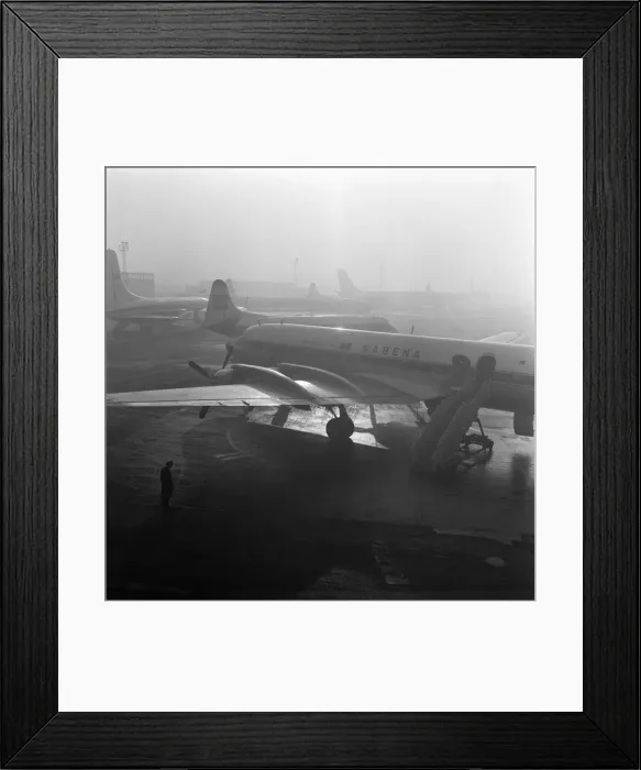 Framed Print : It is a long wait for planes at Gatwick airport, due to fog Framed Print : It is a long wait for planes at Gatwick airport, due to fog