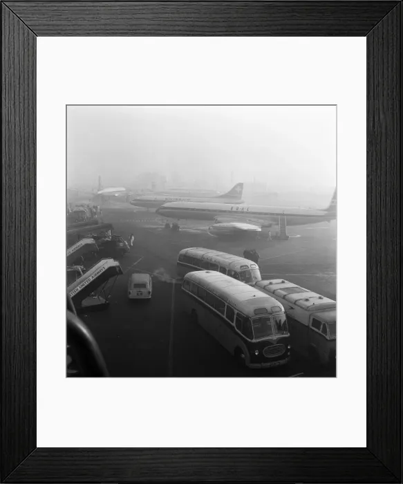Framed Print : It is a long wait for planes at Gatwick airport, due to fog Framed Print : It is a long wait for planes at Gatwick airport, due to fog