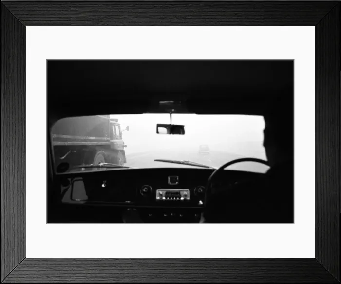 Framed Print : Driving conditions on the M1 between the A505 junction at Luton Framed Print : Driving conditions on the M1 between the A505 junction at Luton