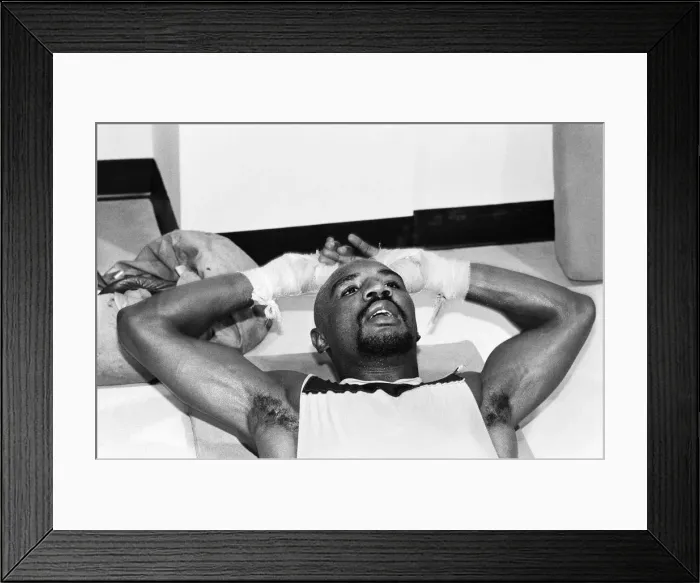 Framed Print : WBC and WBA world champion Marvin Hagler training for his sixth defence of his world