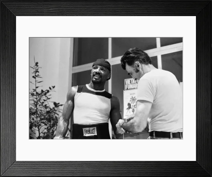 Framed Print : WBC and WBA world champion Marvin Hagler training for his sixth defence of his world