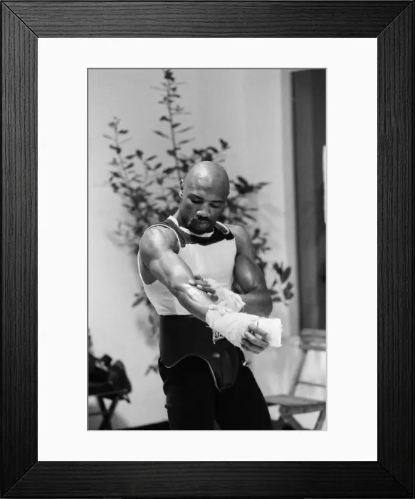 Framed Print : WBC and WBA world champion Marvin Hagler training for his sixth defence of his world