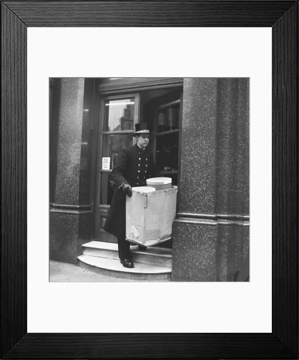 Framed Print : A Scotts the Hatter delivery man seen here dressed in full dress uniform Framed Print : A Scotts the Hatter delivery man seen here dressed in full dress uniform