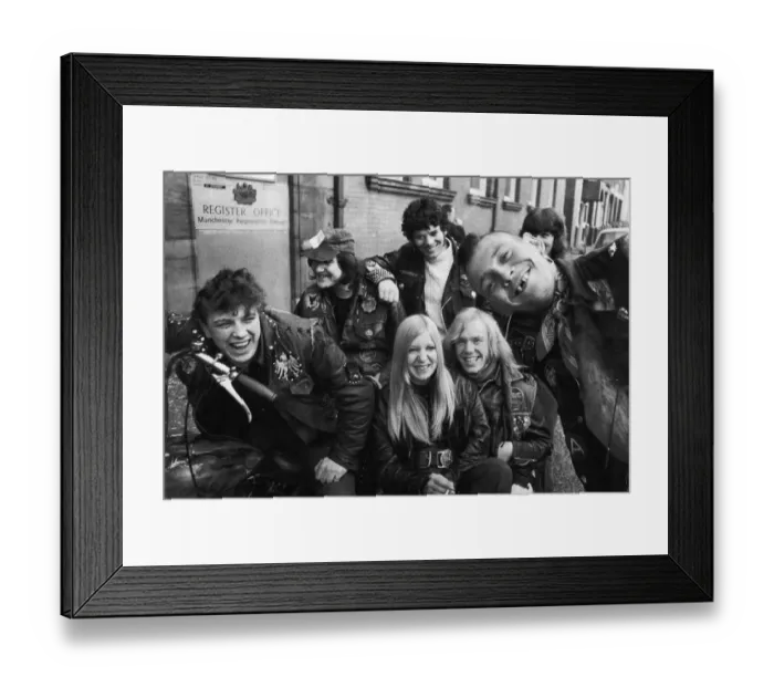 Framed Print : Wedding of two Hells Angels at the registry office in Jacksons Row, Manchester