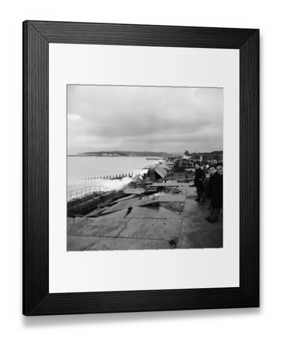 Framed Print : Storm damage on the promenade at Seaford. Fierce gales have swept the British Isles Framed Print : Storm damage on the promenade at Seaford. Fierce gales have swept the British Isles