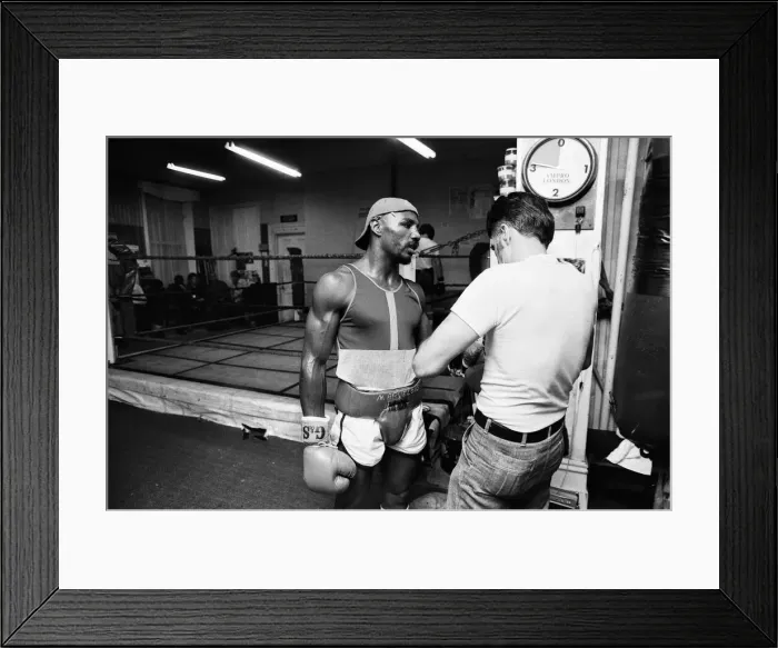 Framed Print : American boxer Marvin Hagler in London to challenge WBC