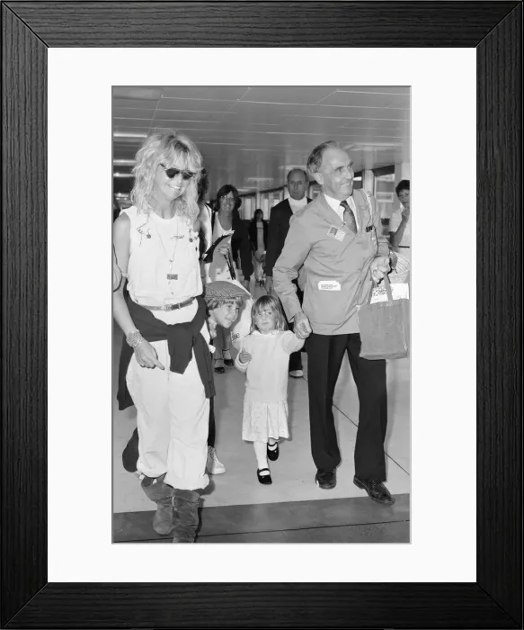 Framed Print : Goldie Hawn, American actress with son Oliver and daughter Kate Framed Print : Goldie Hawn, American actress with son Oliver and daughter Kate