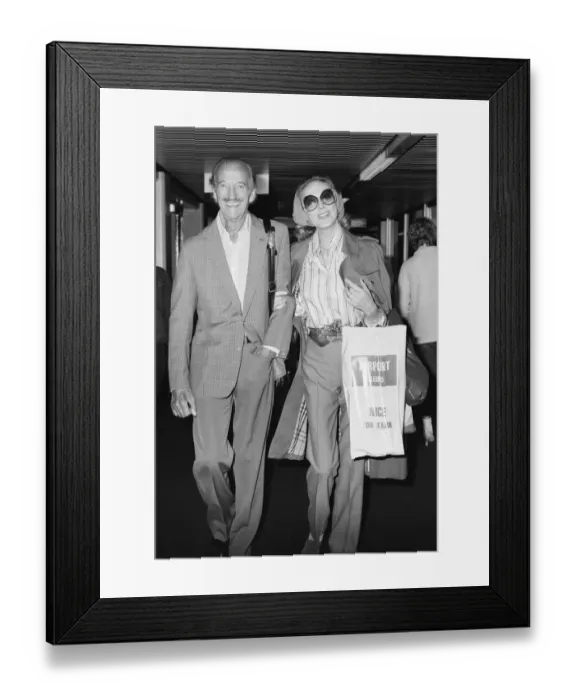 Framed Print : David Niven, British actor with wife Hjordis Paulina Genberg Tersmeden at London Heathrow Framed Print : David Niven, British actor with wife Hjordis Paulina Genberg Tersmeden at London Heathrow