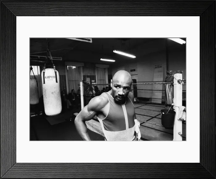 Framed Print : American boxer Marvin Hagler in London to challenge WBC