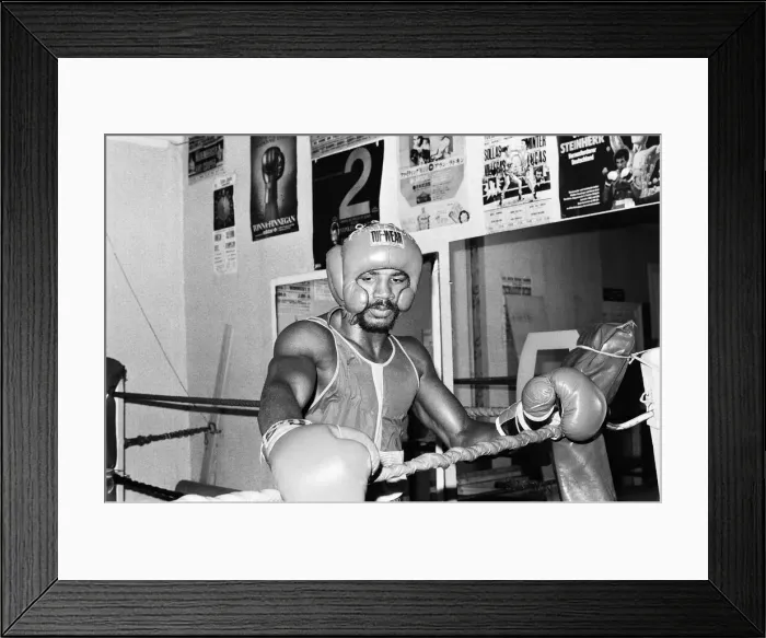 Framed Print : American boxer Marvin Hagler in London to challenge WBC Framed Print : American boxer Marvin Hagler in London to challenge WBC