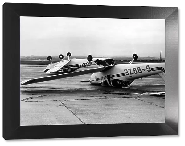 The Piper Tomahawk aircraft, owned by the Cambrian Flying Club which was blown over at