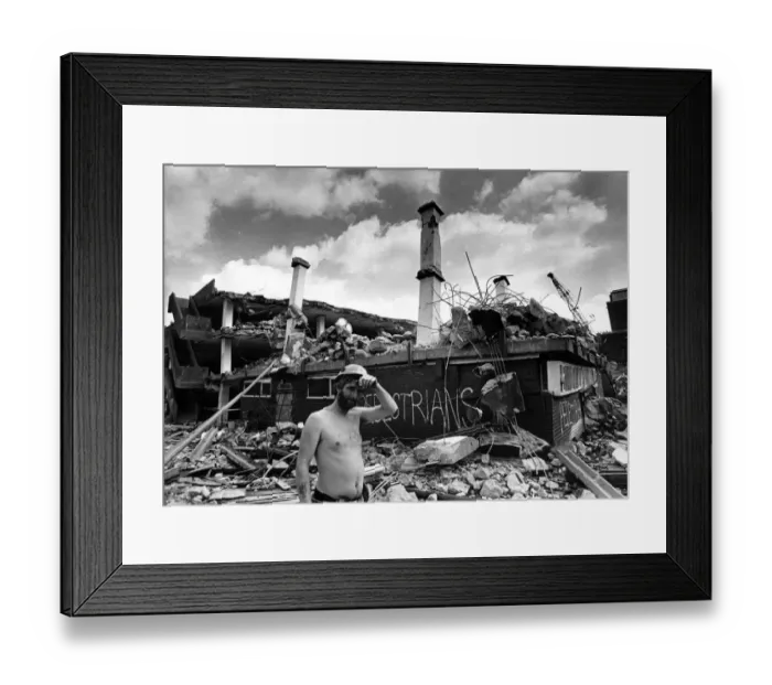 Framed Print : A multi storey car park being demolished in Coventry city centre just couldn
