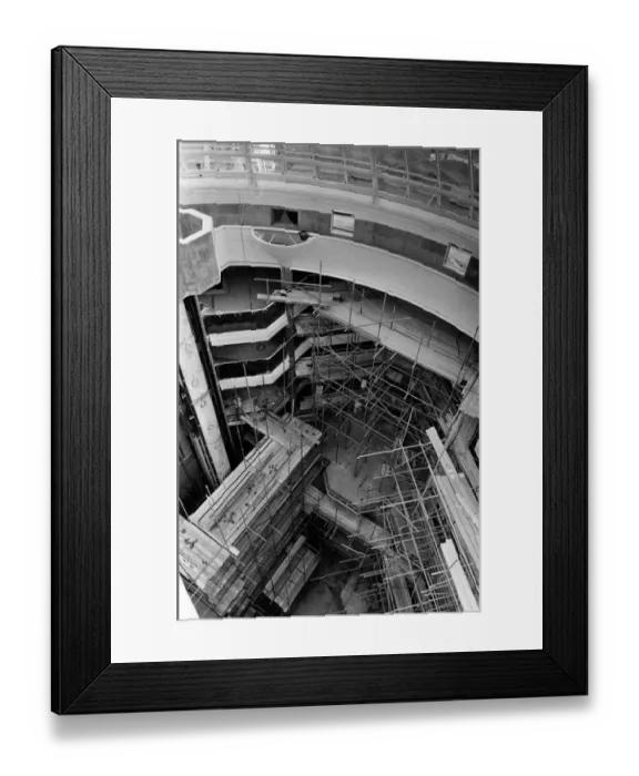 Framed Print : Looking down from the dome, workmen are visible in the West Orchard development as small Framed Print : Looking down from the dome, workmen are visible in the West Orchard development as small