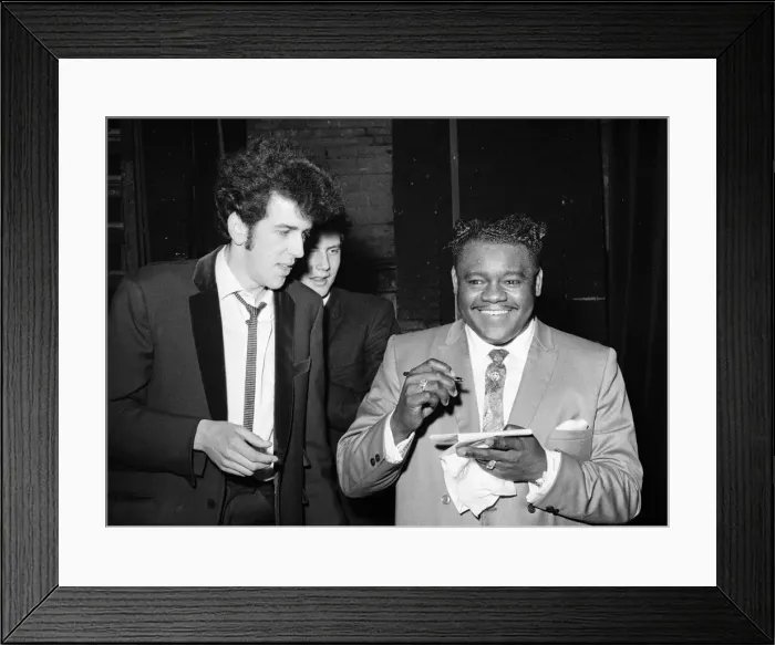 Framed Print : Fats Domino with a fan. Saville Theatre, after his performance. 27th March 1967 Framed Print : Fats Domino with a fan. Saville Theatre, after his performance. 27th March 1967
