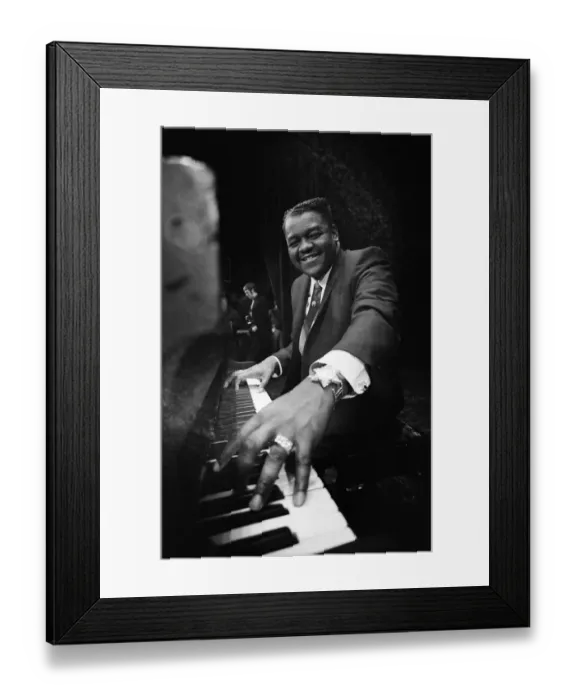 Framed Print : Jewellery studded Fats Domino at the Saville Theatre, weighed down with 59