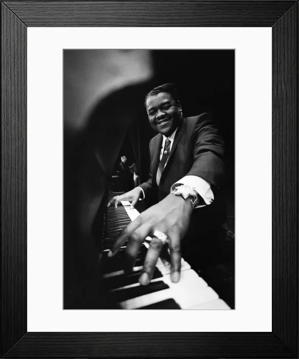 Framed Print : Jewellery studded Fats Domino at the Saville Theatre, weighed down with 59