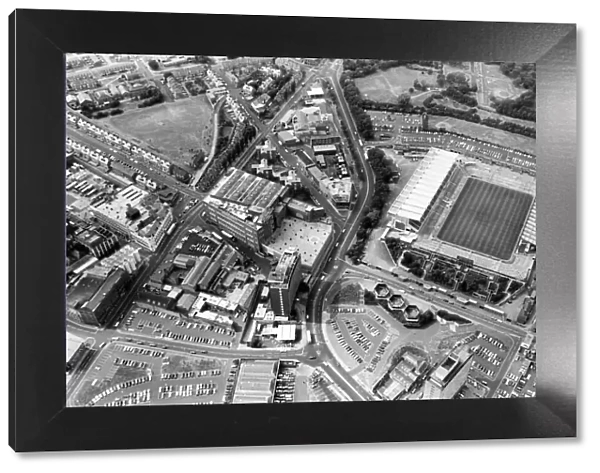Aerial view of St James Park football stadium in Newcastle upon Tyne