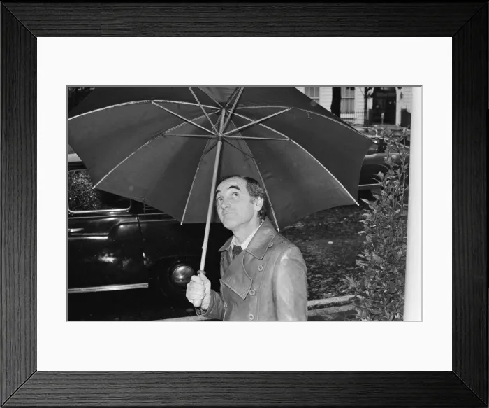 Framed Print : Charles Aznavour, whose record She'was a smash hit in 1974 flew into London