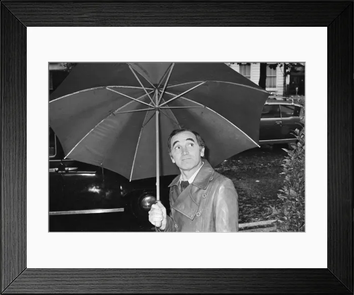 Framed Print : Charles Aznavour, whose record She'was a smash hit in 1974 flew into London