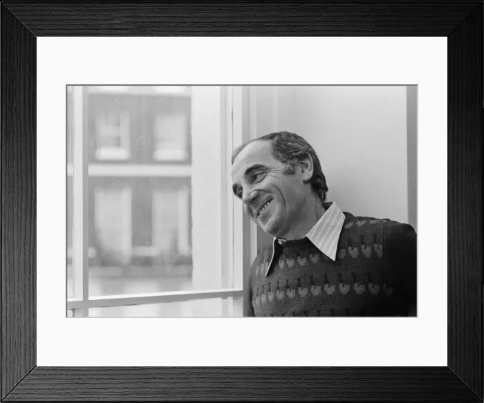 Framed Print : Charles Aznavour, whose record She'was a smash hit in 1974 flew into London Framed Print : Charles Aznavour, whose record She'was a smash hit in 1974 flew into London