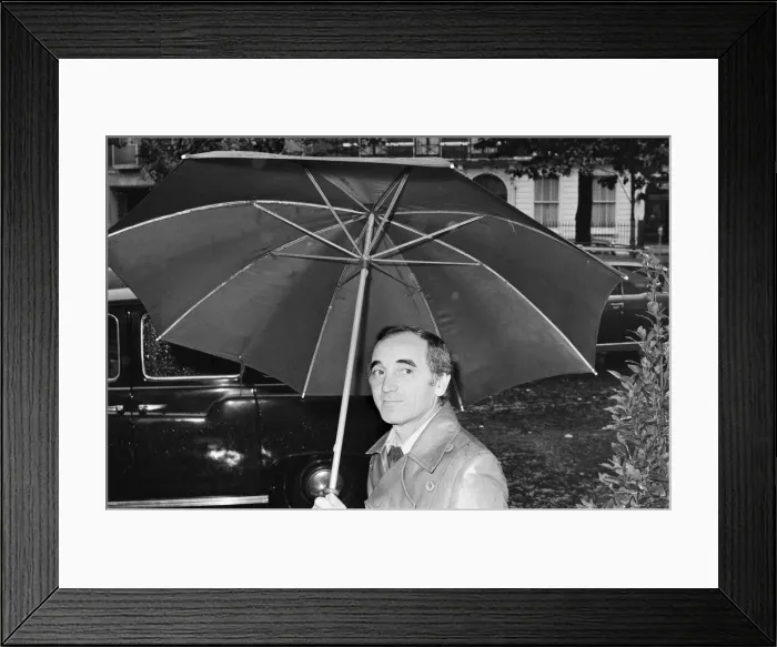 Framed Print : Charles Aznavour, whose record She'was a smash hit in 1974 flew into London Framed Print : Charles Aznavour, whose record She'was a smash hit in 1974 flew into London