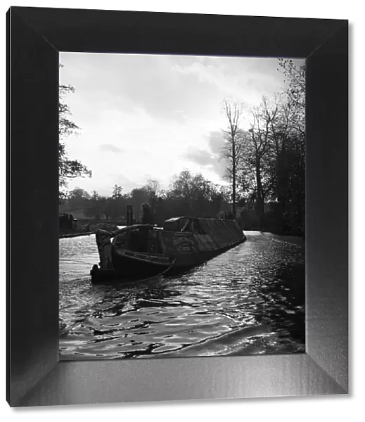 Canal scene at Watford, Hertfordshire. Circa 1950