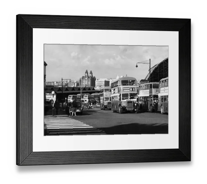 Framed Print : Buses climb the steep hill from Woodside ferry terminal