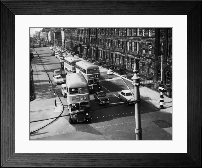 Framed Print : The new traffic system in use at Birkenhead showing the flow of one way traffic as it Framed Print : The new traffic system in use at Birkenhead showing the flow of one way traffic as it