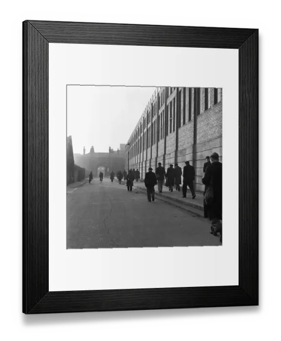 Framed Print : Knocking off of work are the shipyard workers of P. S. Austin shipyards on the river Wear