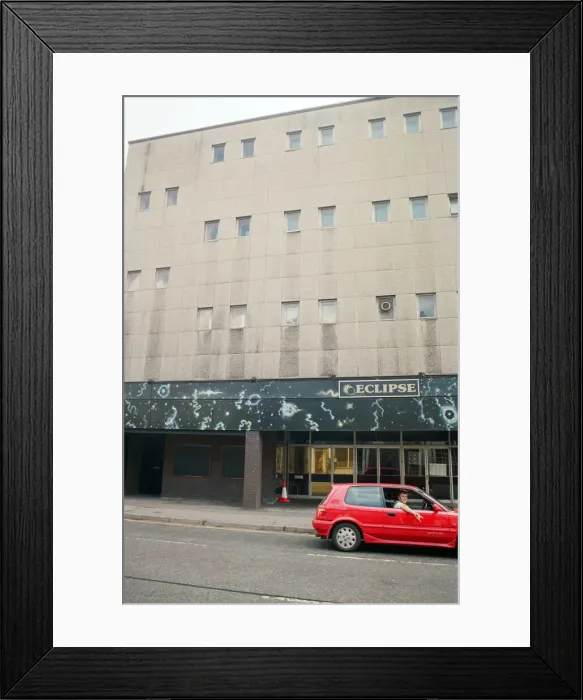 Framed Print : Exterior of the Eclipse nightclub, Coventry. 4th June 1991 Framed Print : Exterior of the Eclipse nightclub, Coventry. 4th June 1991