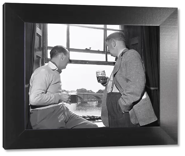 Two gents enjoying a lunchtime drink at the White Cross Hotel, Richmond