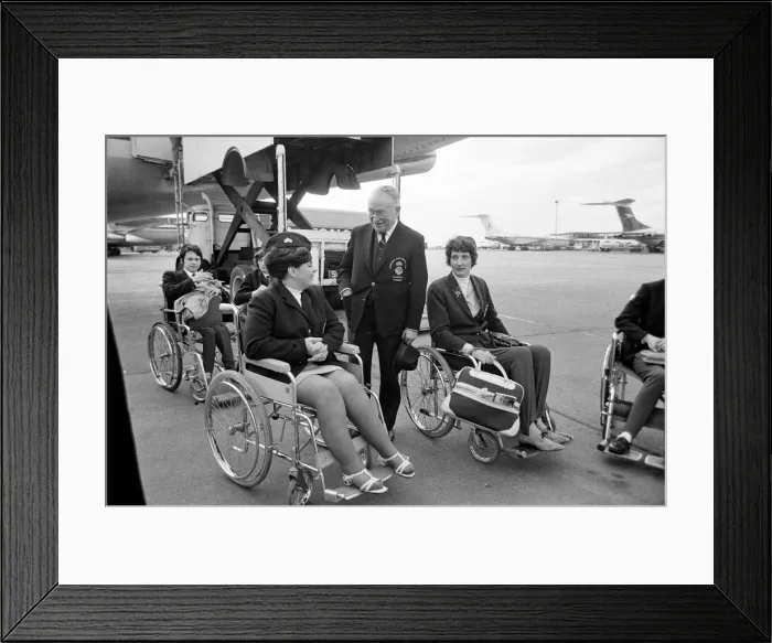 Framed Print : The British team left London Heathrow Airport this morning for the Stoke Mandeville Framed Print : The British team left London Heathrow Airport this morning for the Stoke Mandeville