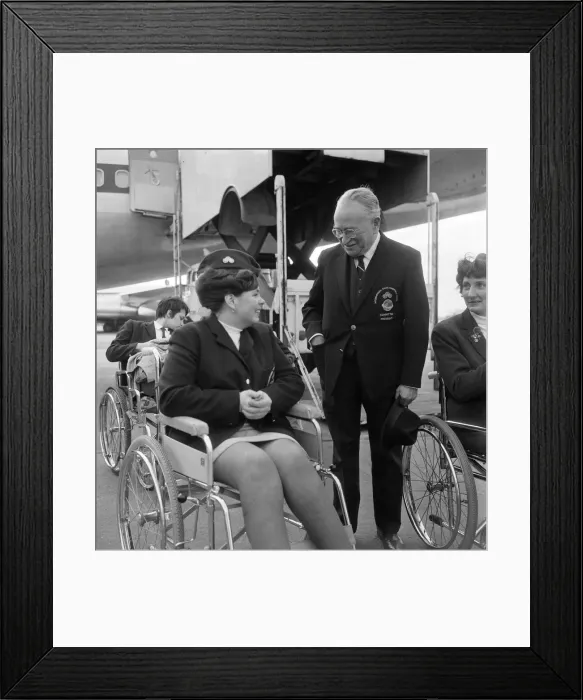Framed Print : The British team left London Heathrow Airport this morning for the Stoke Mandeville Framed Print : The British team left London Heathrow Airport this morning for the Stoke Mandeville