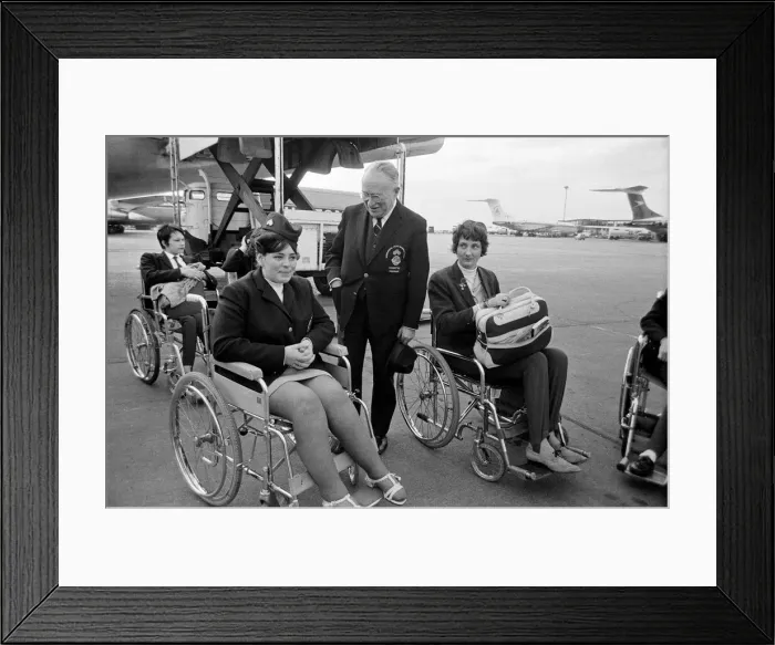 Framed Print : The British team left London Heathrow Airport this morning for the Stoke Mandeville Framed Print : The British team left London Heathrow Airport this morning for the Stoke Mandeville