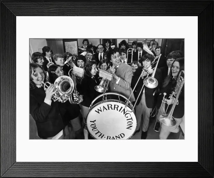 Framed Print : Ken Dodd - comedian from Liverpool. Ken with trombone Framed Print : Ken Dodd - comedian from Liverpool. Ken with trombone
