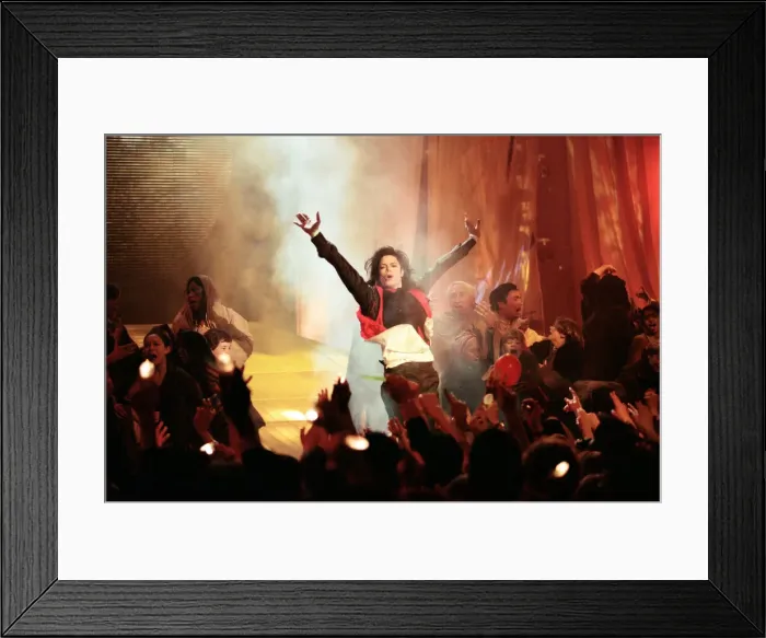 Framed Print : Michael Jackson performing at the Brit Music Awards at Earls Court Exhibition Centre in