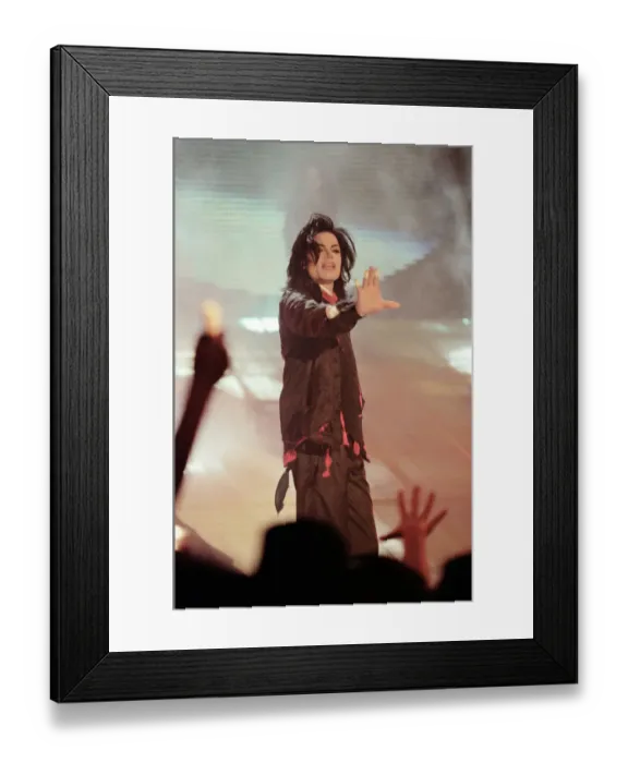 Framed Print : Michael Jackson performing at the Brit Music Awards at Earls Court Exhibition Centre in Framed Print : Michael Jackson performing at the Brit Music Awards at Earls Court Exhibition Centre in