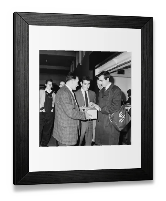 Framed Print : Liverpool footballer with Bob Paisley and Ian Callaghan at Ringway Airport Framed Print : Liverpool footballer with Bob Paisley and Ian Callaghan at Ringway Airport