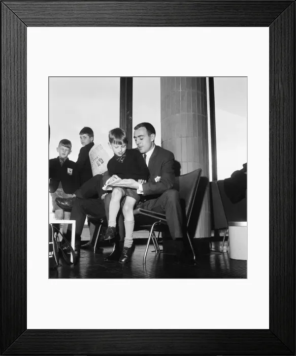 Framed Print : Liverpool footballers at Ringway Airport, Manchester before boarding the plane for their Framed Print : Liverpool footballers at Ringway Airport, Manchester before boarding the plane for their