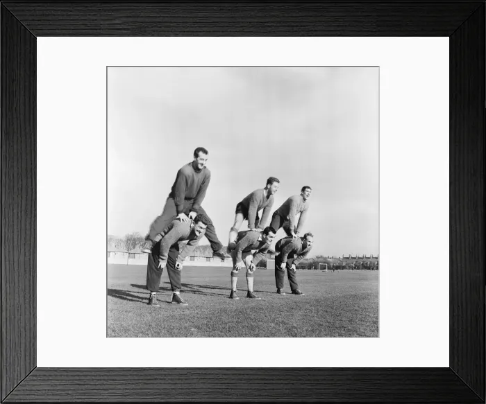 Framed Print : Liverpool training session. Leapfrogging pairs left to right Framed Print : Liverpool training session. Leapfrogging pairs left to right