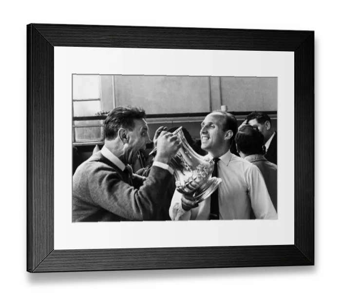 Framed Print : Liverpool staff Joe Fagan and Ronnie Moran celebrating their team Framed Print : Liverpool staff Joe Fagan and Ronnie Moran celebrating their team