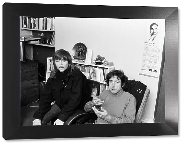 Jane Fonda pictured with her boyfriend Tom Hayden at a friends house in Camden Town