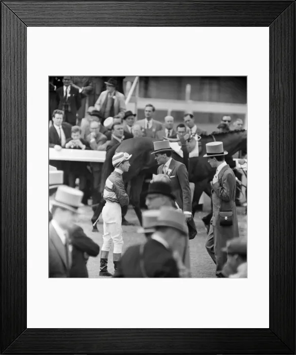 Framed Print : Billy Fury talking to his jockey, on Derby Day at the Epsom Races. 3rd June 1964 Framed Print : Billy Fury talking to his jockey, on Derby Day at the Epsom Races. 3rd June 1964