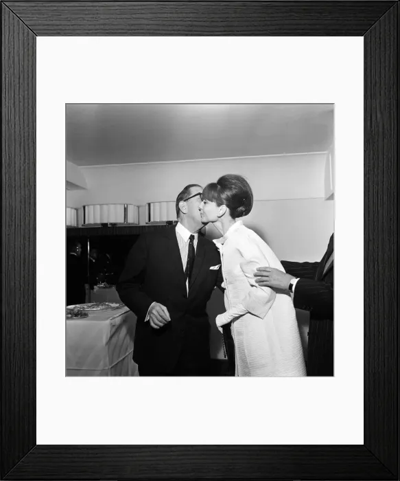 Framed Print : Actress Audrey Hepburn pictured at a press reception at the Savoy Hotel in London Framed Print : Actress Audrey Hepburn pictured at a press reception at the Savoy Hotel in London