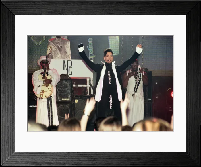 Framed Print : Prince performing at The Brit Music Awards at Earls Court. 24th February 1997 Framed Print : Prince performing at The Brit Music Awards at Earls Court. 24th February 1997